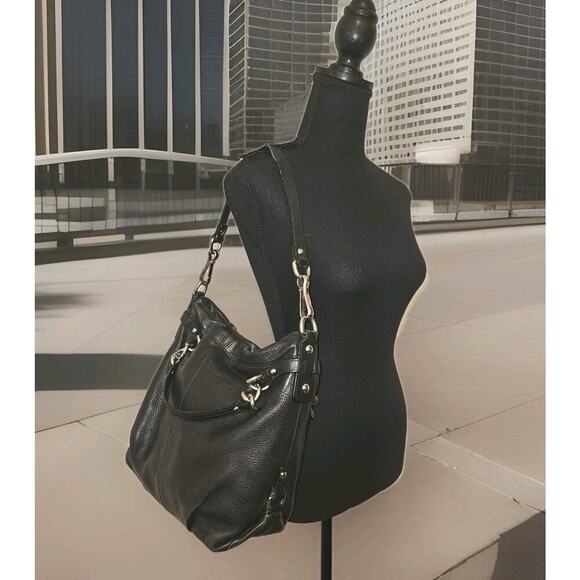 Coach Handbags - Coach Brooke Bag Purse Satchel Black Pebbled Leather Silver Chain F17165 *Read